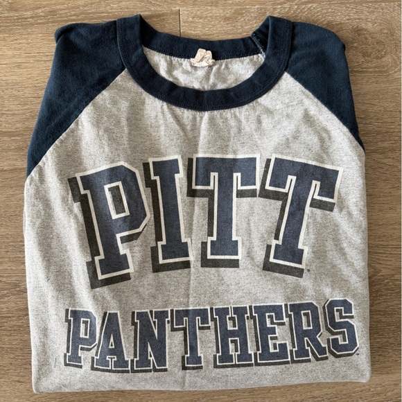 Vintage Pitt Panthers Raglan Baseball Tee Navy Gray 3/4 Sleeve Unisex XL - Picture 6 of 7